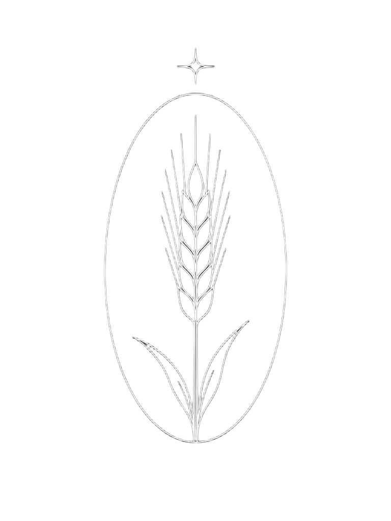 Logotipo Cevada Films: espiga de cevada dentro de um oval com estrela de quatro pontas